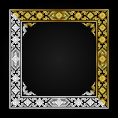 Ancient Thai pattern frame Gold and white