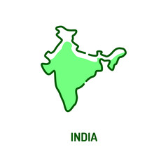 India color line icon. Country in South Asia. Border of the country. Pictogram for web page, mobile app, promo. UI UX GUI design element. Editable stroke.