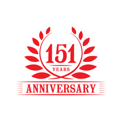 Obraz premium 151 years logo design template. One hundred fifty first anniversary vector and illustration.