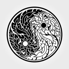 Thai art yin and yang patterns - vector