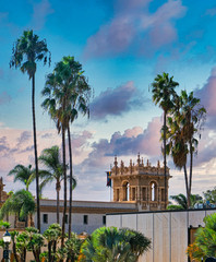 Fototapeta premium Sky Over Museums and Palm Trees in Balboa Park