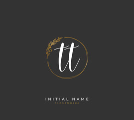 Handwritten initial letter T TT for identity and logo. Vector logo template with handwriting and signature style.