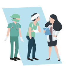 Doctor with patient medical set