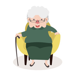  Grandmother sitting in a chair vector