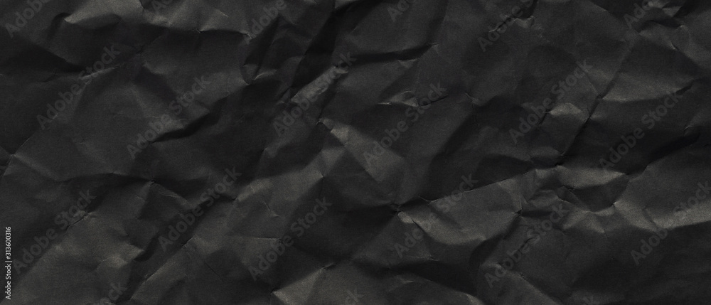 Sticker black paper texture background, crumpled pattern