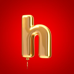Gold balloon font letter H lowercase