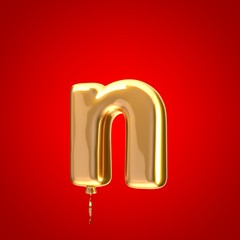Gold balloon font letter N lowercase