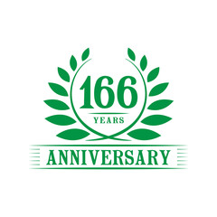 166 years logo design template. One hundred sixty sixth anniversary vector and illustration.