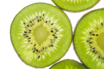 Fototapeta na wymiar round kiwi slices on a white background. Isolated on white. close up