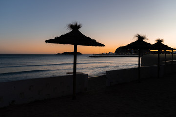 Coucher de soleil d'une Paillote de la plage de La Ciotat 