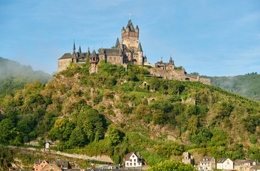 Beautiful Reichsburg castle on a hill in Cochem, Germany - 313602903
