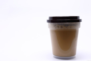 take away plastic cup for hot coffee drink on white background