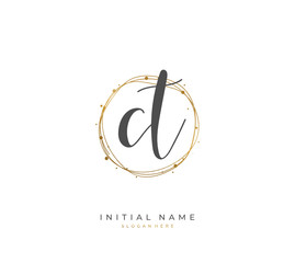 Handwritten initial letter C T CT for identity and logo. Vector logo template with handwriting and signature style.