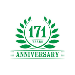 171 years logo design template. One hundred seventy first anniversary vector and illustration.