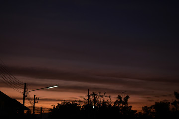 street light in the evening time with twilight sky background