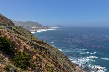 Fototapeta na wymiar Big Sur coastline and Point Sur scenic view from Sea Otter Refuge View Point on Cabrillo Highway (Monterey County, California)