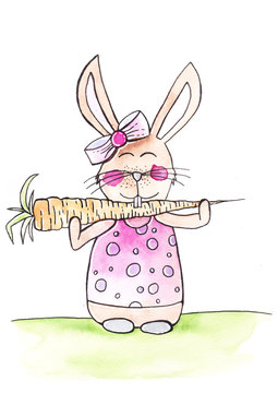 Gesundes Karottenknappern mit Osterhase Lilli