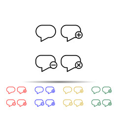 speech, bubble, plus, remove, minus sign multi color style icon. Simple thin line, outline vector of web icons for ui and ux, website or mobile application