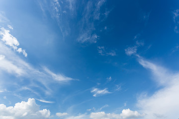 fluffy white cloud moving above clear blue sky