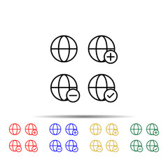 globe, plus, check, minus sign multi color style icon. Simple thin line, outline vector of web icons for ui and ux, website or mobile application
