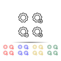 gear, plus, remove, minus sign multi color style icon. Simple thin line, outline vector of web icons for ui and ux, website or mobile application
