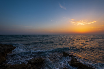 Adriatic sea. Ostuni, Puglia. Sunrise. Renowned seaside resort located in the heart of Salento....