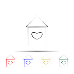 house with heart multi color style icon. Simple thin line, outline vector of wedding icons for ui and ux, website or mobile application