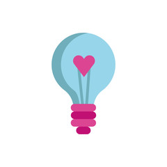 happy valentines day bulb with heart icon