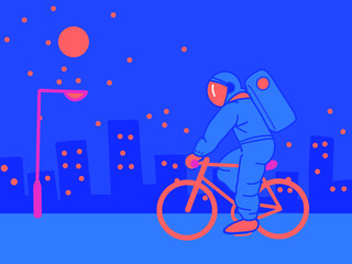 Fototapeta na wymiar vector illustration of a man wearing a astronaut suit. a dreamer
