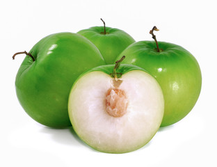 Green jujube isolated on white background