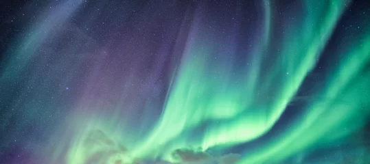 Poster Im Rahmen Nordlichter, Aurora borealis mit Sternenhimmel am Nachthimmel © Mumemories