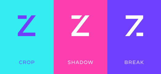 Set of letter Z minimal logo icon design template elements