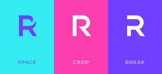 Set of letter R minimal logo icon design template elements