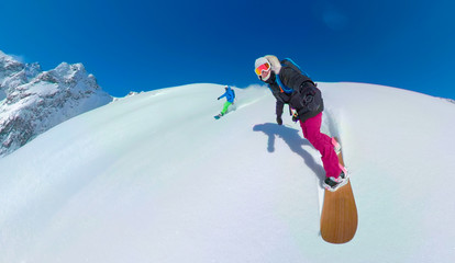 SELFIE: Active tourists are having fun heliboarding in the Rocky Mountains.