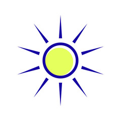 Sun icon vector in simple design