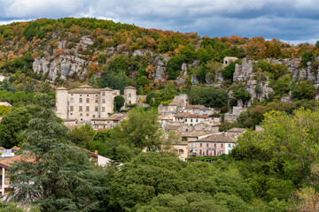 Fototapeta na wymiar Medieval Village of Vogue in Ardeche, Rhone-Alpes, France