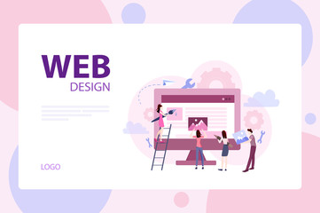 Mobile app and web development banner concept set.