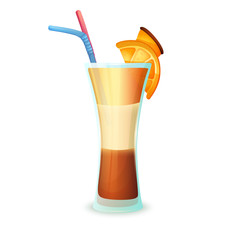 Realistic cocktail on white background. Cocktail in a glass with different elements.Vector