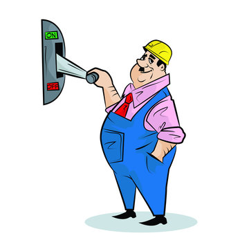 Fanny electrican in style sketch. Isolated Flat Cartoon Character Illustration