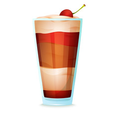 Realistic cocktail on white background. Cocktail in a glass with different elements.Vector