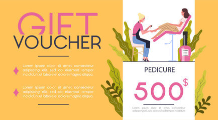 Gift voucher for beauty center concept. Beauty salon voucher for procedure.