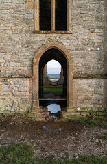 BURROWBRIDGE, SOMERSET, ENGLAND. Burrow Mump church ruins.