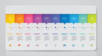10 steps simple&editable process chart infographics element. EPS 10.	