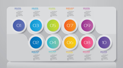 10 steps simple&editable process chart infographics element. EPS 10.	