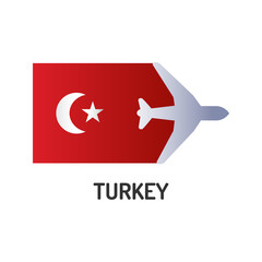 Flag of Turkey color line icon. State consists of 50 states. Airline network. International flights. Popular tourist destination. Pictogram for web page, mobile app, promo. Editable stroke.