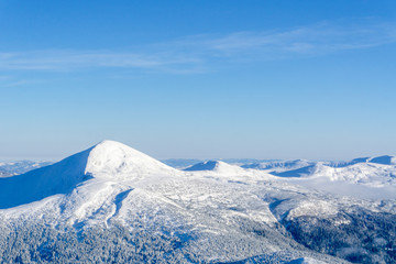 Carpathian mountain. Majestic winter landscape. Christmas time. Ukraine, Europe