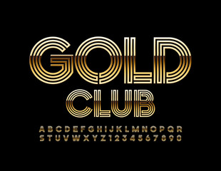 Fototapeta premium Vector chic Logo Gold Club. Luxury Alphabet Letters and Numbers. Unique Stylish Font.