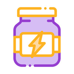 Obraz premium Energy Sport Supplements Vector Thin Line Icon. Sportsman Plastic Container With Energy Healthy Balancer Linear Pictogram. Dietary Protein Ingredient, Bar Bodybuilding Illustration