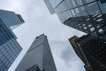 Fototapeta na wymiar Looking up at Midtown Manhattan Skyscrapers in New York City