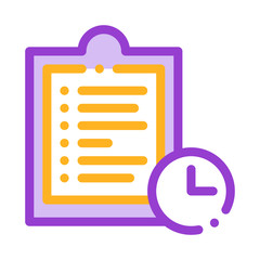 Obraz premium Clipboard Tablet With Tasks Vector Thin Line Icon. Clip Board Tablet With Moving Target And Clock Linear Pictogram. Dietary Protein Ingredient, Bar Bodybuilding Illustration